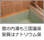 宿の内湯も三国温泉,泉質はナトリウム泉